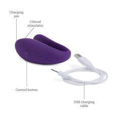 Недорогой вибратор для пар с однокнопочным пультом ДУ, фиолетовый We-Vibe Unite Purple