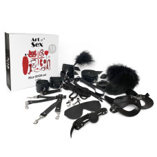 Набір з 13 предметів з натуральної шкіри, чорний Art of Sex Maxi BDSM Set Leather