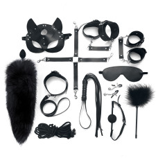 Набір з 13 предметів з натуральної шкіри, чорний Art of Sex Maxi BDSM Set Leather