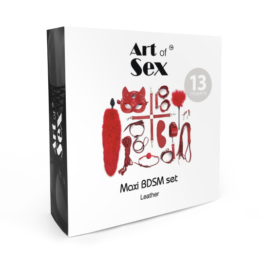 Набор из 13 предметов из натуральной кожи, чёрный Art of Sex Maxi BDSM Set Leather