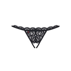 Кружевные танга с двумя отверстиями, чёрные Obsessive 831-THC-1 Crotchless Thong Black, L/XL