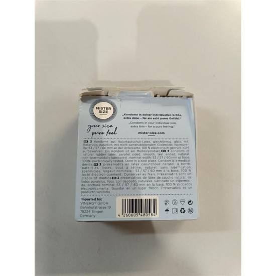 Набір презервативів Mister Size Pure Feel 53-57-60, 3 шт. (пом'ята упаковка)