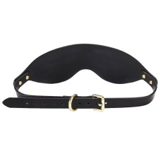 Роскошная кожаная маска на глаза, чёрная Zalo Blindfolds Black