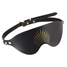 Роскошная кожаная маска на глаза, чёрная Zalo Blindfolds Black