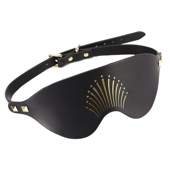 Роскошная кожаная маска на глаза, чёрная Zalo Blindfolds Black