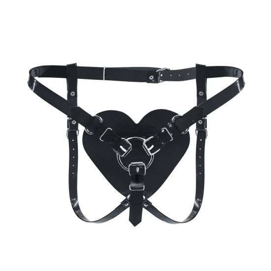 Трусики «Сердце» для страпона, чёрные Feral Feelings Hearts Strap-on Belt Black