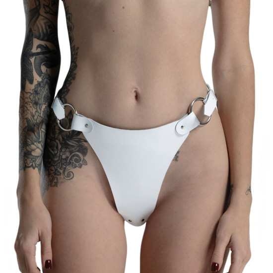 Класичні трусики з натуральної шкіри, білі Feral Feelings White String Bikini