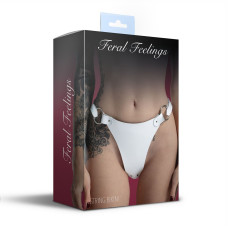 Классические трусики из натуральной кожи, белые Feral Feelings White String Bikini