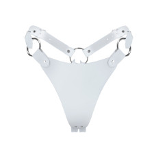 Классические трусики из натуральной кожи, белые Feral Feelings White String Bikini