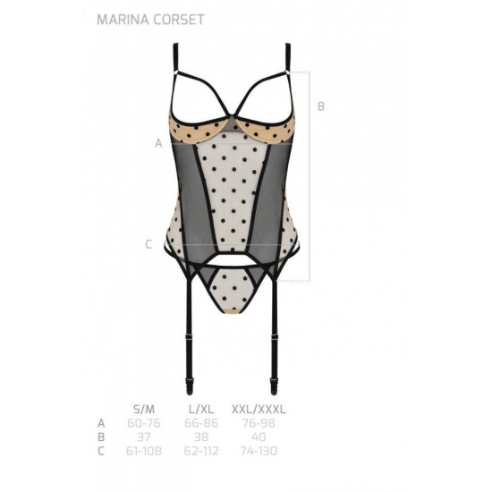 Корсет з відкритими чашками, бежевий Passion Marina Corset Beige, XXL/XXXL