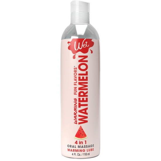 Зігріваючий лубрикант на водній основі зі смаком кавуна Wet Warming Watermelon 4 in 1, 118 ml
