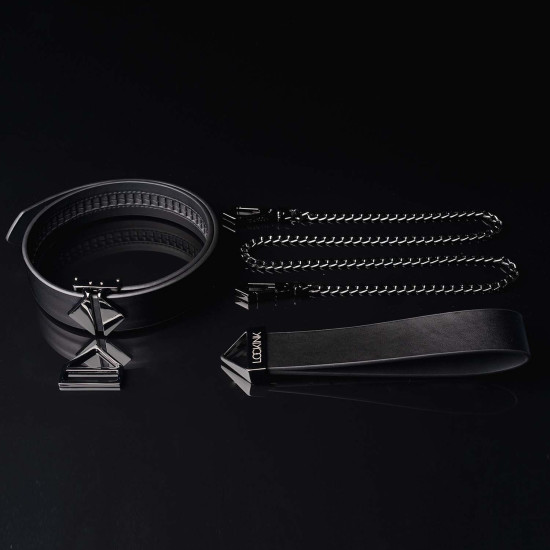 Поводок с ошейником, черный Lockink Tied Collar with Leash Set Black