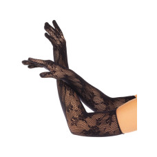 Мереживні мітенки довжиною до ліктя, чорні Leg Avenue Lace Opera Length Gloves Black
