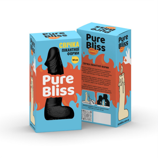 Свеча-член, черная, длина 18 см Pure Bliss BIG Black