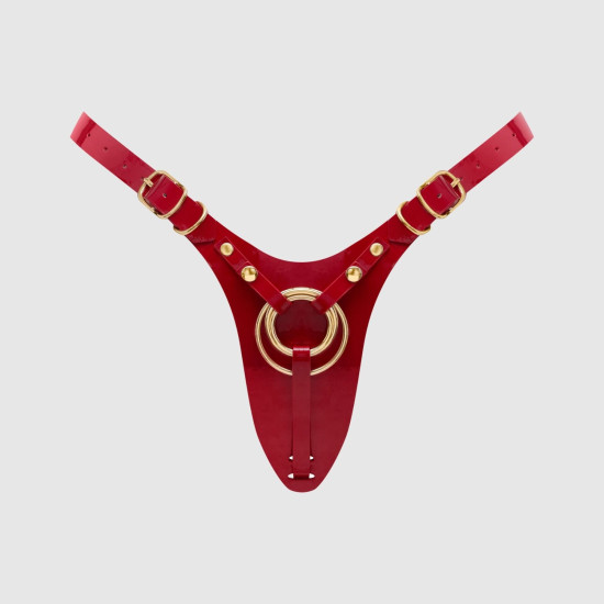 Трусики для страпона из экокожи, красные Strap-On-Me Leatherette Harness Fabulous Red Glossy, One Size