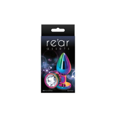 Анальная пробка, прозрачная, разноцветное основание NS Novelties Rear Assets - Multicolor - Clear, M