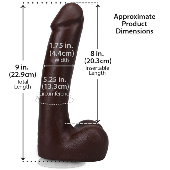 Фалоімітатор з мошонкою, довжина 22.9 см Doc Johnson The Realistic Cock ULTRASKYN - 9 Inch with Balls Chocolate