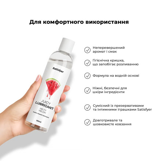 Лубрикант на водной основе, дыня Satisfyer Juicy Lubricant Melty Melon, 300 ml (мятая упаковка)