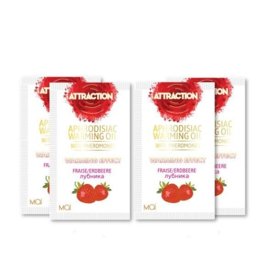 Пробник массажного масла с феромонами и ароматом клубники MAI PHEROMON MASSAGE OIL STRAWBERRY, 10 ml
