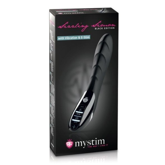 Вібратор з електростимуляцією, міостимулятор, чорний Mystim Sizzling Simon eStim Black