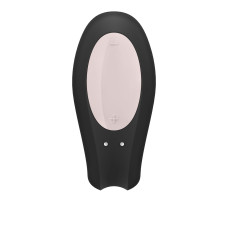 Смарт-вибратор для пар с широким клиторальным стимулятором, черный Satisfyer Double Joy Black