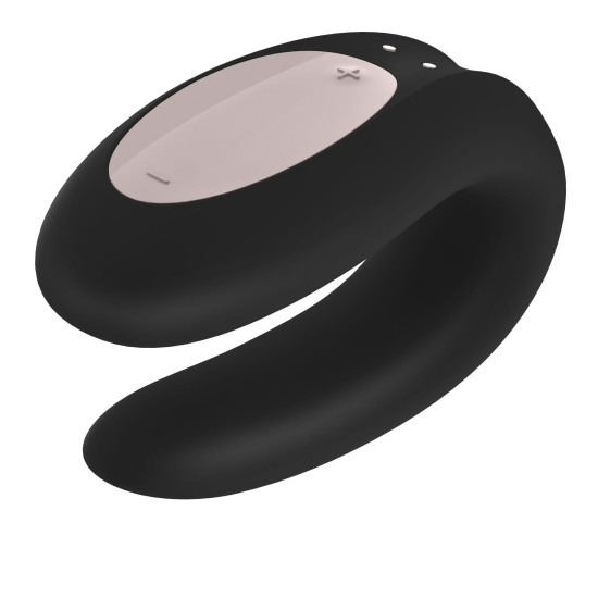 Смарт-вібратор для пар з широким кліторальним стимулятором, чорний Satisfyer Double Joy Black