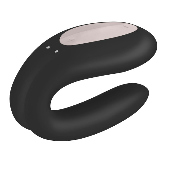 Смарт-вібратор для пар з широким кліторальним стимулятором, чорний Satisfyer Double Joy Black