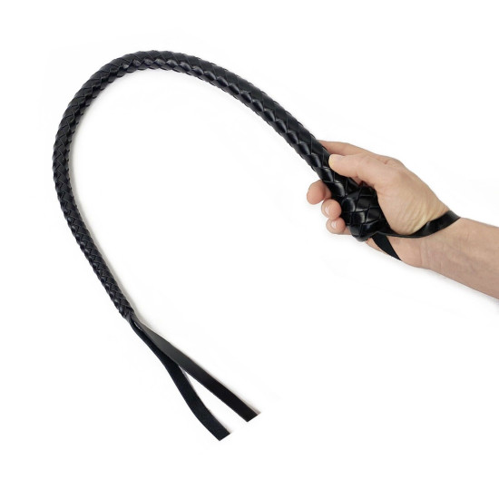 Гнучкий шкіряний батіг «Снейк», довжина 80 см, чорний Black Leather Snake Whip