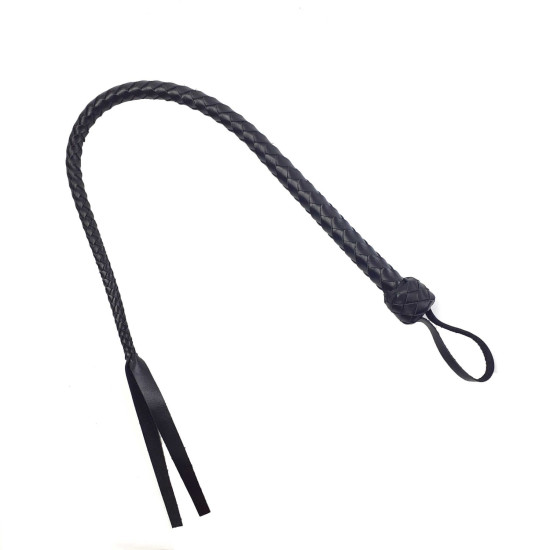 Гнучкий шкіряний батіг «Снейк», довжина 80 см, чорний Black Leather Snake Whip