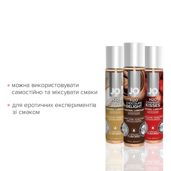 Набор съедобных лубрикантов со вкусами шоколада, ванили и клубники JO Tri-Me Triple Pack Neapolitan, 3×30 ml