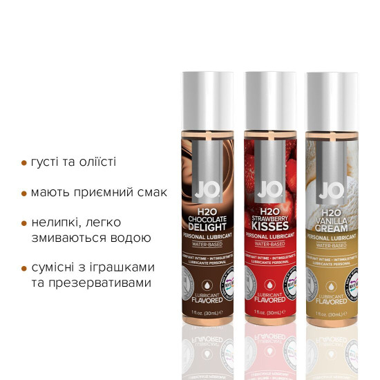Набор съедобных лубрикантов со вкусами шоколада, ванили и клубники JO Tri-Me Triple Pack Neapolitan, 3×30 ml