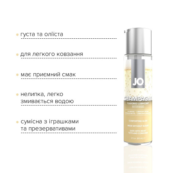 Съедобная интимная смазка со вкусом игристого на водной основе JO Champagne, 60 ml