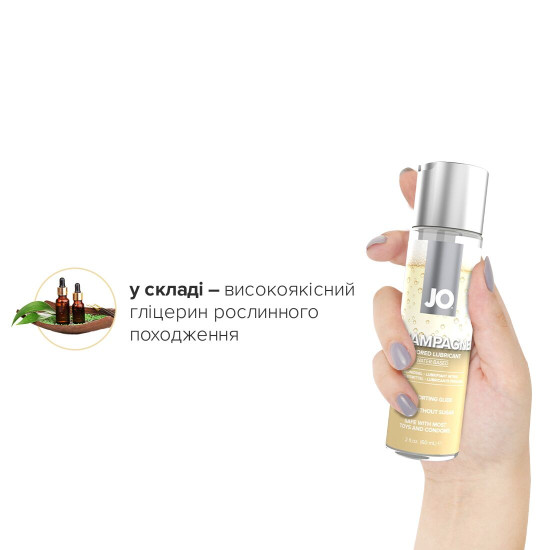 Съедобная интимная смазка со вкусом игристого на водной основе JO Champagne, 60 ml