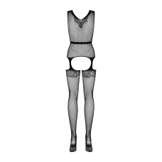 Бодістокінг з елегантним силуетним малюнком та імітацією панчіх Obsessive Bodystocking F217, XL/XXL