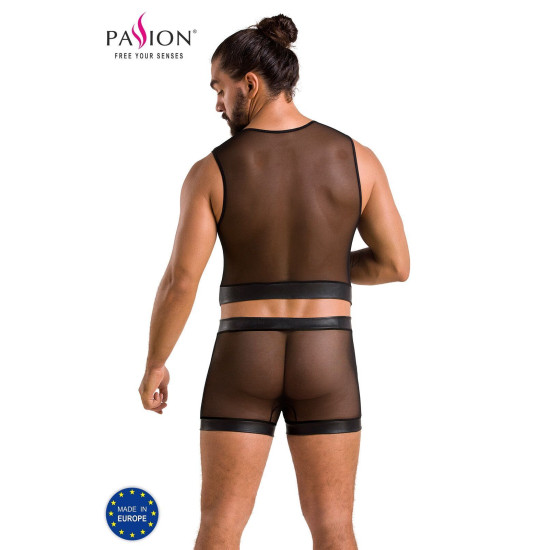 Комплект мужского белья на шнуровке (жилет, боксеры), черный Passion 053 Set William Black, L/XL