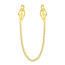 Затискачі для сосків з ланцюжком, золотисто-білі Feral Feelings Clover Nipple Clamps Gold/White