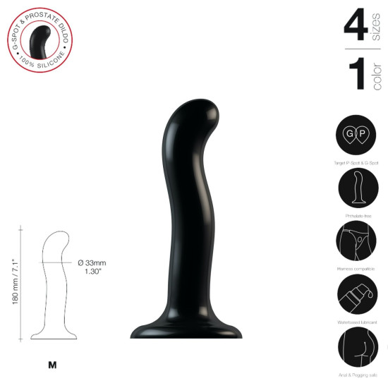 Силіконова насадка для страпона для стимуляції точки P&G Strap-On-Me P&G-Spot Dildo Silicone, M
