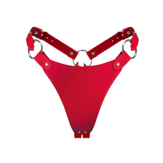 Класичні трусики з натуральної шкіри, червоні Feral Feelings Red String Bikini
