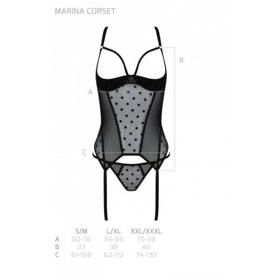 Корсет з відкритими чашками, чорний Passion Marina Corset Black, L/XL