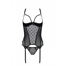Корсет з відкритими чашками, чорний Passion Marina Corset Black, L/XL