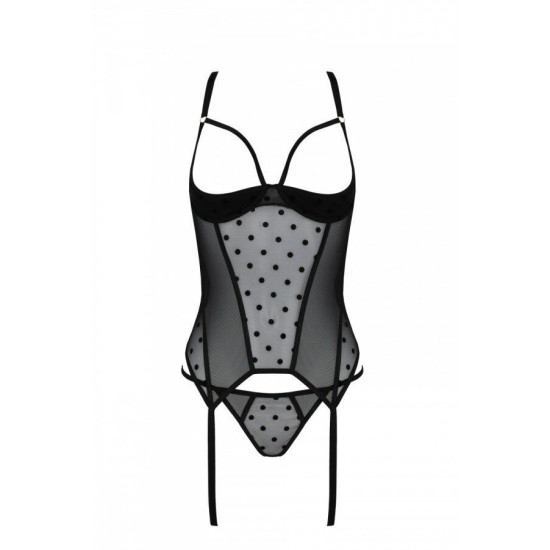 Корсет з відкритими чашками, чорний Passion Marina Corset Black, L/XL