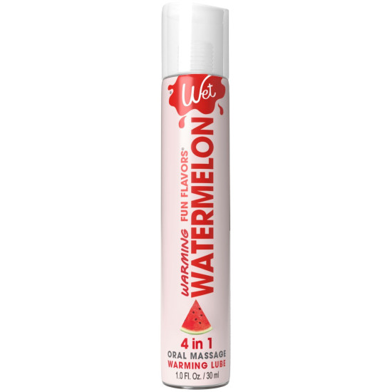 Согревающий лубрикант на водной основе со вкусом арбуза Wet Warming Watermelon 4 in 1, 30 ml