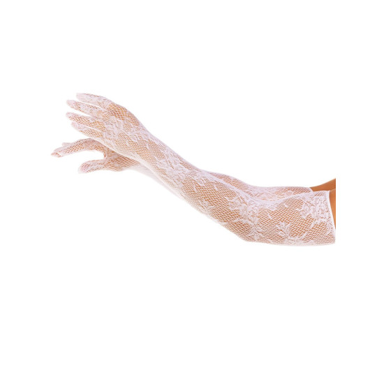 Мереживні мітенки довжиною до ліктя, білі Leg Avenue Lace Opera Length Gloves White