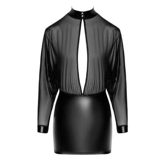 Платье с тюлем, черное Noir Handmade F348 Powerwetlook and Tulle Dress, S