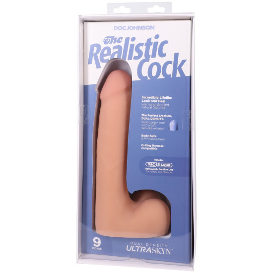 Фалоімітатор з мошонкою, довжина 22.9 см, ванільний Doc Johnson The Realistic Cock ULTRASKYN - 9 Inch with Balls Vanilla