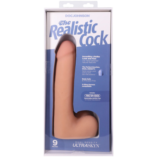 Фалоімітатор з мошонкою, довжина 22.9 см, ванільний Doc Johnson The Realistic Cock ULTRASKYN - 9 Inch with Balls Vanilla
