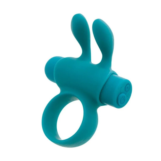 Эрекционное виброкольцо со съемной вибропулей и ушками, бирюзовое S Pleasures Premium Rabbit Ring