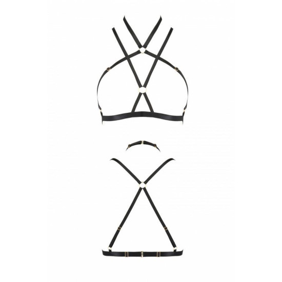 Портупея-стрепы, чёрная KELIS BRA Black, L/XL