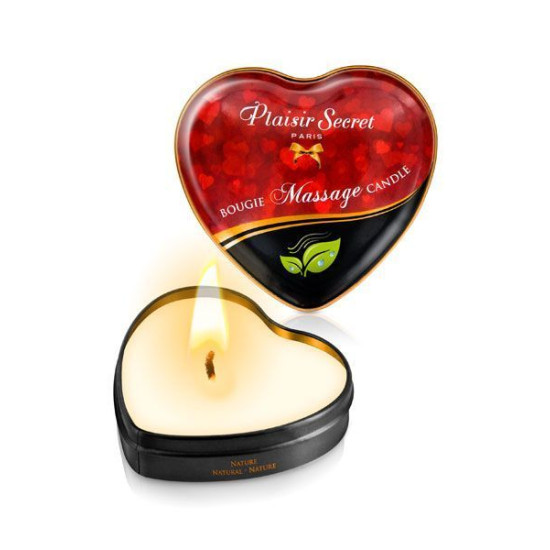 Масажна свічка у формі серця Plaisirs Secrets Natural, 35 ml