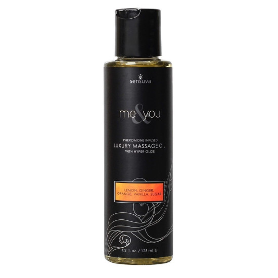 Масажна олійка з феромонами та цитрусовим ароматом Sensuva Me&You Lemon, Ginger, Orange, Vanilla & Sugar, 125 ml